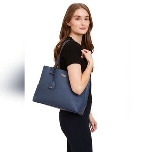 Kate Spade Leather Tote in Blue Bleeker Bag Work Gym Overnight